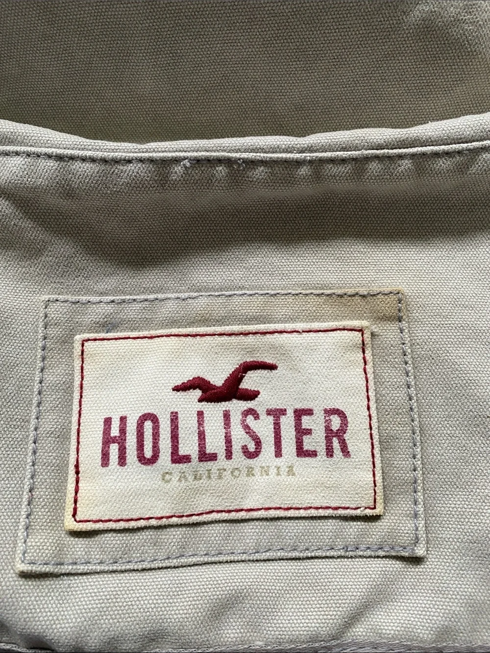 Hollister Vintage YK2 Neutral Grey  Canvas Messenger Bag with Adjustable Strap